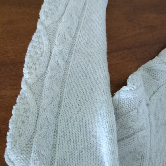 Janie & Jack Boys Cable Knit Sweater Ivory w/Gray Heather Sherpa Neck kids Sz 5 - Picture 7 of 8